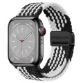 For Apple Watch Ultra 2 49mm Nylon Woven Magnetic Fold Buckle Watch Band(Z Black White)