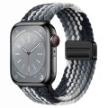 For Apple Watch Series 9 45mm Nylon Woven Magnetic Fold Buckle Watch Band(Grey Black)