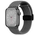 For  Apple Watch Series 8 45mm Nylon Woven Magnetic Fold Buckle Watch Band(Grey)