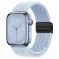 For Apple Watch Series 7 45mm Nylon Woven Magnetic Fold Buckle Watch Band(Misty Blue)