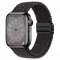 For Apple Watch Series 6 44mm Nylon Woven Magnetic Fold Buckle Watch Band(Starlight Black)