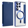 For Samsung Galaxy S22 Ultra 5G MagSafe Magnetic RFID Anti-theft Leather Phone Case(Dark Blue)