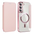 For Samsung Galaxy S22 5G MagSafe Magnetic RFID Anti-theft Leather Phone Case(Pink)