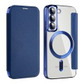 For Samsung Galaxy S22+ 5G MagSafe Magnetic RFID Anti-theft Leather Phone Case(Dark Blue)