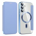 For Samsung Galaxy S23 FE 5G MagSafe Magnetic RFID Anti-theft Leather Phone Case(Blue)