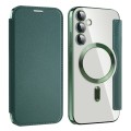 For Samsung Galaxy S23 FE 5G MagSafe Magnetic RFID Anti-theft Leather Phone Case(Green)