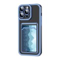 For iPhone 15 Electroplating Frame Card Slot Phone Case(Blue)