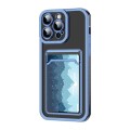 For iPhone 15 Pro Electroplating Frame Card Slot Phone Case(Blue)