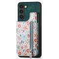 For Samsung Galaxy S24+ 5G Retro Painted Zipper Wallet Back Phone Case(Green)