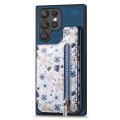 For Samsung Galaxy S24 Ultra 5G Retro Painted Zipper Wallet Back Phone Case(Blue)
