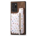 For Samsung Galaxy Note20 Retro Painted Zipper Wallet Back Phone Case(Brown)