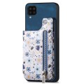 For Samsung Galaxy A12 5G Retro Painted Zipper Wallet Back Phone Case(Blue)