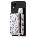 For Samsung Galaxy A12 5G Retro Painted Zipper Wallet Back Phone Case(Black)