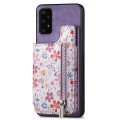 For Samsung Galaxy A52 4G/5G Retro Painted Zipper Wallet Back Phone Case(Purple)