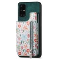 For Samsung Galaxy A51 Retro Painted Zipper Wallet Back Phone Case(Green)