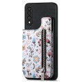 For Samsung Galaxy A70/A70s Retro Painted Zipper Wallet Back Phone Case(Black)
