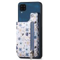For Samsung Galaxy M32 4G Retro Painted Zipper Wallet Back Phone Case(Blue)