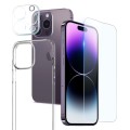 For iPhone 14 Pro NORTHJO 3 in 1 TPU Phone Case with Screen Film and Lens Film(Clear)