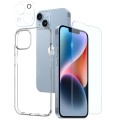 For iPhone 14 Plus NORTHJO 3 in 1 TPU Phone Case with Screen Film and Lens Film(Clear)