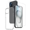 For iPhone 15 NORTHJO 3 in 1 TPU Phone Case with Screen Film and Lens Film(Clear)