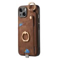 For iPhone 14 Plus Retro Skin-feel Ring Card Bag Phone Case with Hang Loop(Brown)