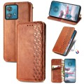 For Motorola Edge 40 Neo Cubic Grid Pressed Magnetic Leather Phone Case(Brown)