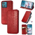 For Motorola Edge 40 Neo Cubic Grid Pressed Magnetic Leather Phone Case(Red)