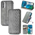 For Motorola Moto G52 Cubic Grid Pressed Magnetic Leather Phone Case(Grey)