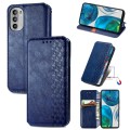 For Motorola Moto G52 Cubic Grid Pressed Magnetic Leather Phone Case(Blue)