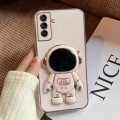 For Samsung Galaxy A14 4G/5G Electroplating Astronaut Holder Phone Case(Pink)