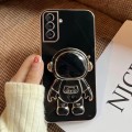 For Samsung Galaxy A14 4G/5G Electroplating Astronaut Holder Phone Case(Black)