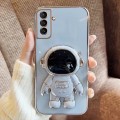 For Samsung Galaxy A14 4G/5G Electroplating Astronaut Holder Phone Case(Blue)