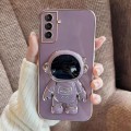 For Samsung Galaxy A34 5G Electroplating Astronaut Holder Phone Case(Purple)
