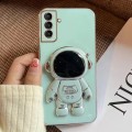For Samsung Galaxy A34 5G Electroplating Astronaut Holder Phone Case(Green)