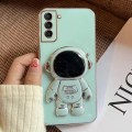 For Samsung Galaxy S23 5G Electroplating Astronaut Holder Phone Case(Green)