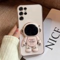 For Samsung Galaxy S23 Ultra 5G Electroplating Astronaut Holder Phone Case(Pink)