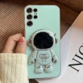 For Samsung Galaxy S23 Ultra 5G Electroplating Astronaut Holder Phone Case(Green)
