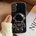 For Samsung Galaxy A02s EU Electroplating Astronaut Holder Phone Case(Black)
