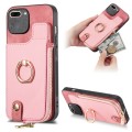 For iPhone 7 Plus / 8 Plus Cross Leather Ring Vertical Zipper Wallet Back Phone Case(Pink)