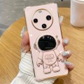 For Huawei Mate 60 Electroplating Astronaut Holder Phone Case(Pink)