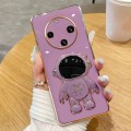 For Huawei Mate 60 Electroplating Astronaut Holder Phone Case(Purple)