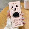For Huawei Mate 60 Pro Electroplating Astronaut Holder Phone Case(Pink)