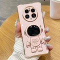 For Huawei Mate 50 Pro Electroplating Astronaut Holder Phone Case(Pink)