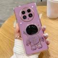 For Huawei Mate 50 Pro Electroplating Astronaut Holder Phone Case(Purple)