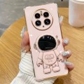 For Huawei Mate 50 Electroplating Astronaut Holder Phone Case(Pink)