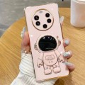 For Huawei Mate 40 Pro+ Electroplating Astronaut Holder Phone Case(Pink)
