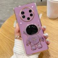 For Huawei Mate 40 Pro+ Electroplating Astronaut Holder Phone Case(Purple)