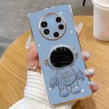 For Huawei Mate 40 Pro+ Electroplating Astronaut Holder Phone Case(Blue)
