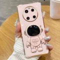 For Huawei Mate 40 Pro Electroplating Astronaut Holder Phone Case(Pink)