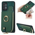 For Samsung Galaxy A52 5G Cross Leather Ring Vertical Zipper Wallet Back Phone Case(Green)